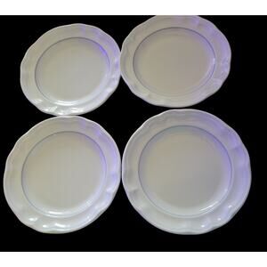 4 Vintage Plates Pfaltzgraff Northwinds Dessert or Bread White Blue Line on Rim